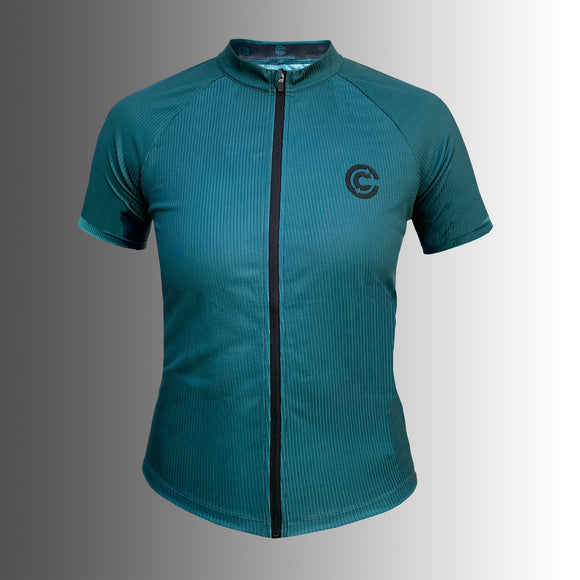 womens green short sleeve sustainable cycle jersey